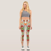 Beautiful White Poppy Capri Leggings (Vorderseite)