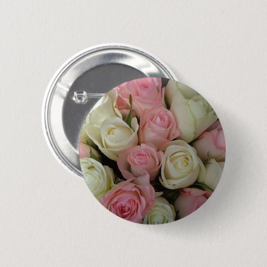 Beautiful White Roses Blume Bouquet Button (Vorne & Hinten)