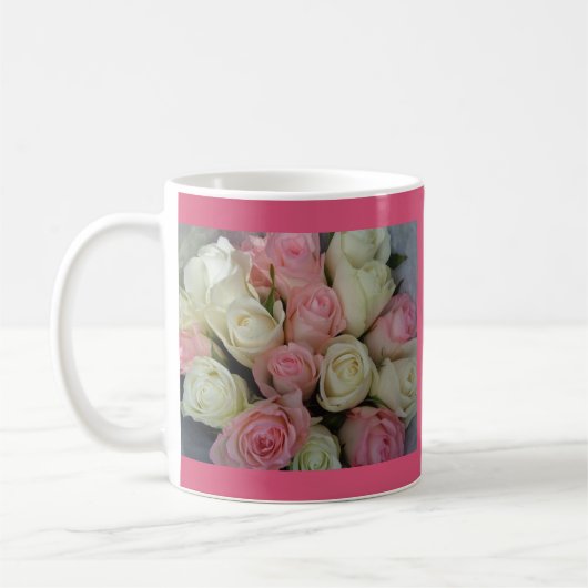 Beautiful White Roses Blume Bouquet Kaffeetasse (Links)