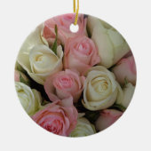 Beautiful White Roses Blume Bouquet Keramikornament (Vorne)