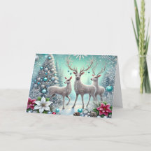 Beautiful White Stag Christmas Holiday Card
