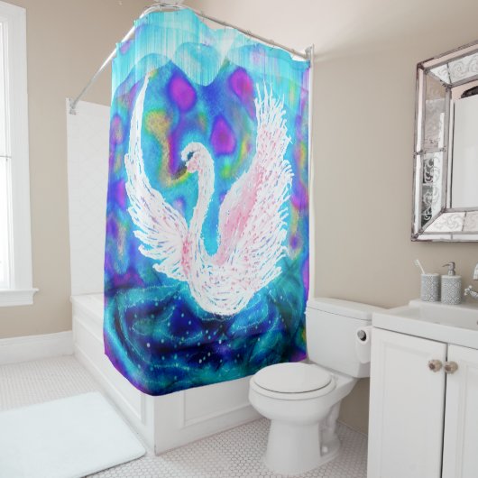 Beautiful White Swan Fantasy Duschvorhang (Beispiel)