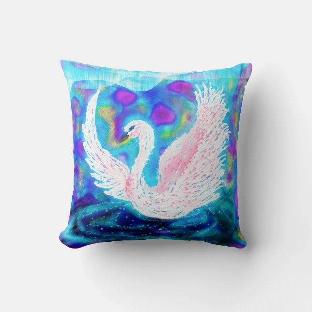 Beautiful White Swan Fantasy Kissen (Vorderseite)