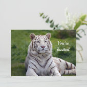 Beautiful White Tiger Foto Geburtstag Einladung (Stehend Vorderseite)