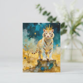 Beautiful White Tiger in a Gold Crown Postkarte (Stehend Vorderseite)