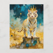 Beautiful White Tiger in a Gold Crown Postkarte (Vorderseite)