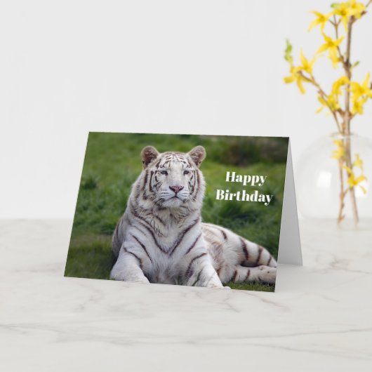 Beautiful White Tiger Photo Birthday Karte (Gelbe Blume)