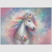 Beautiful White Unicorn Rainbow Mane Decoupage  Seidenpapier (Vorderseite)