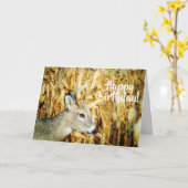 Beautiful Whitetail Deer Buck Watercolor Geburtsta Karte (Gelbe Blume)