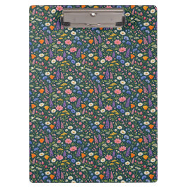 Beautiful Wildflower Garden on Dark Teal Klemmbrett