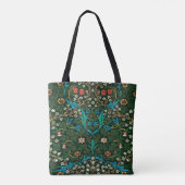 Beautiful William Morris Green Blue Red Floral Tasche (Rückseite)