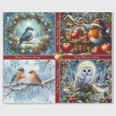 Beautiful Winter Birds Christmas Wrapping Paper Geschenkpapier (Flach)