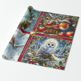 Beautiful Winter Birds Christmas Wrapping Paper Geschenkpapier