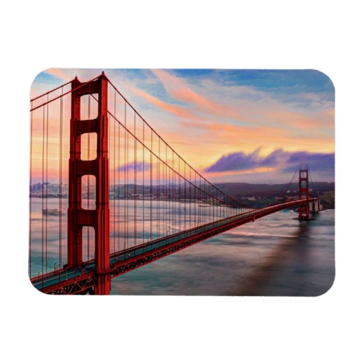 Beautiful winter sunset at Golden Gate Bridge Magnet (Horizontal)