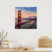 Beautiful winter sunset at Golden Gate Bridge Poster (Küche)