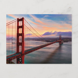 Beautiful winter sunset at Golden Gate Bridge Postkarte