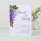 Beautiful Wisteria Brunch Bubbly Brautparty Einladung (Stehend Vorderseite)