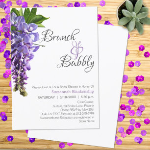 Beautiful Wisteria Brunch Bubbly Brautparty Einladung