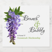 Beautiful Wisteria Brunch Bubbly Brautparty Schaumweinetikett (Einzelnes Label)