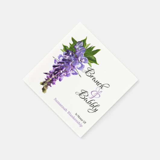 Beautiful Wisteria Brunch Bubbly Brautparty Serviette (Ecke)