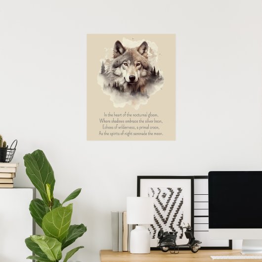 Beautiful Wolf Head and Poem II Poster (Heimbüro)