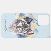 Beautiful Wolf Head Watercolor Forest Monogram Case-Mate iPhone Hülle (Rückseite / Rechts)