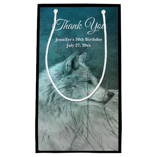 Beautiful Wolf in einem dunklen Wald Vielen Dank Kleine Geschenktüte (Vorderseite)