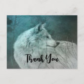 Beautiful Wolf in einem dunklen Wald Vielen Dank Postkarte (Vorderseite)