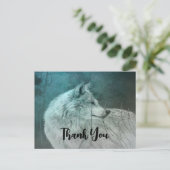 Beautiful Wolf in einem dunklen Wald Vielen Dank Postkarte (Stehend Vorderseite)