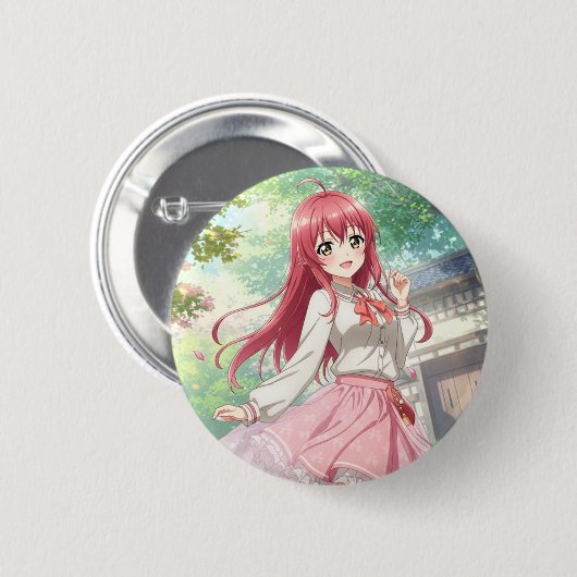 Beautiful woman in nature button (Vorne & Hinten)