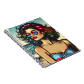 Beautiful Woman on Beach Comic Book Pop Art Notizblock (Rechte Seite)