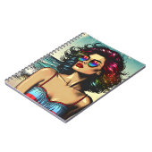 Beautiful Woman on Beach Comic Book Pop Art Notizblock (Linke Seite)