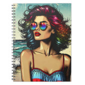Beautiful Woman on Beach Comic Book Pop Art Notizblock (Vorderseite)