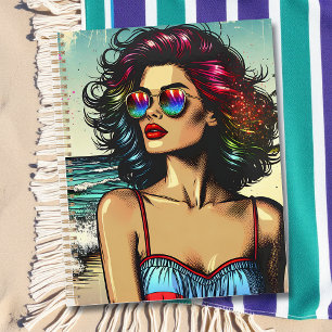 Beautiful Woman on Beach Comic Book Pop Art Planer