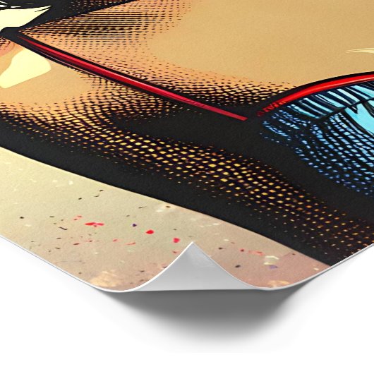 Beautiful Woman on Beach Comic Book Pop Art Poster (Ecke)