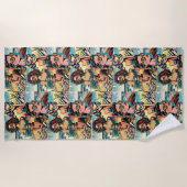 Beautiful Woman on Beach Comic Book Pop Art Strandtuch (Vorderseite)