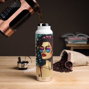 Beautiful Woman on Beach Comic Book Pop Art Trinkflasche