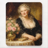 Beautiful Woman Posed with Rose Bouquet Mousepad (Vorne)