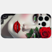 Beautiful Woman with Red Rose Case-Mate iPhone Hülle (Rückseite (Horizontal))