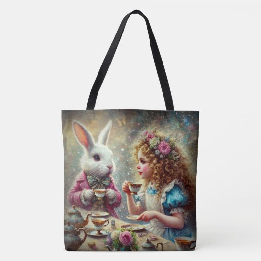 Beautiful Wonderland Tea Party Alice & Rabbit Tasche (Vorderseite)