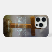 Beautiful Wooden Cross Scripture Personalized iPhone Hülle (Rückseite (Horizontal))