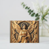 Beautiful Woodworked Angel Postkarte (Stehend Vorderseite)