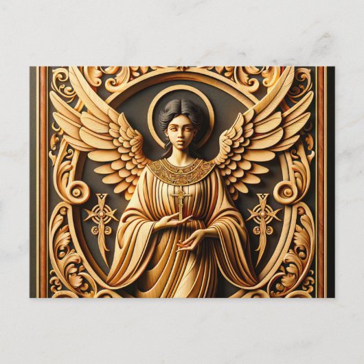 Beautiful Woodworked Angel Postkarte (Vorderseite)
