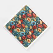 Beautiful Yellow Blue and Red Flowers Pattern Serviette (Ecke)