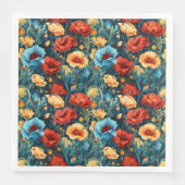 Beautiful Yellow Blue and Red Flowers Pattern Serviette (Vorderseite)