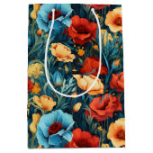 Beautiful Yellow Blue and Red Flowers Wine, Small, Mittlere Geschenktüte (Vorderseite)