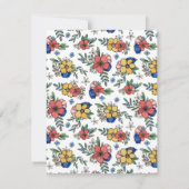 Beautiful Yellow Coral Blue Floral Name In Script Mitteilungskarte (Rückseite)