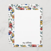 Beautiful Yellow Coral Blue Floral Name In Script Mitteilungskarte (Vorne/Hinten)