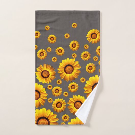 Beautiful yellow flowers on gray background badhandtuch set (Handtuch)