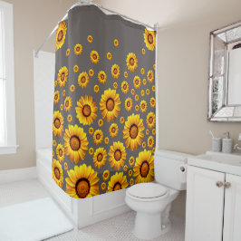 Beautiful yellow flowers on gray background duschvorhang